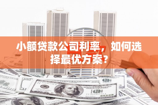 安图小额贷款公司利率，如何选择最优方案？